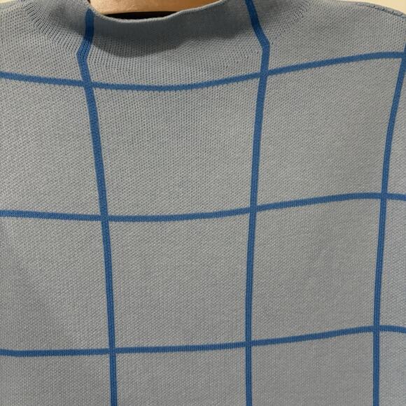 Ann Taylor LOFT | Sweater Blue Windowpane Mock Neck NWT- Size Small - Picture 2 of 7